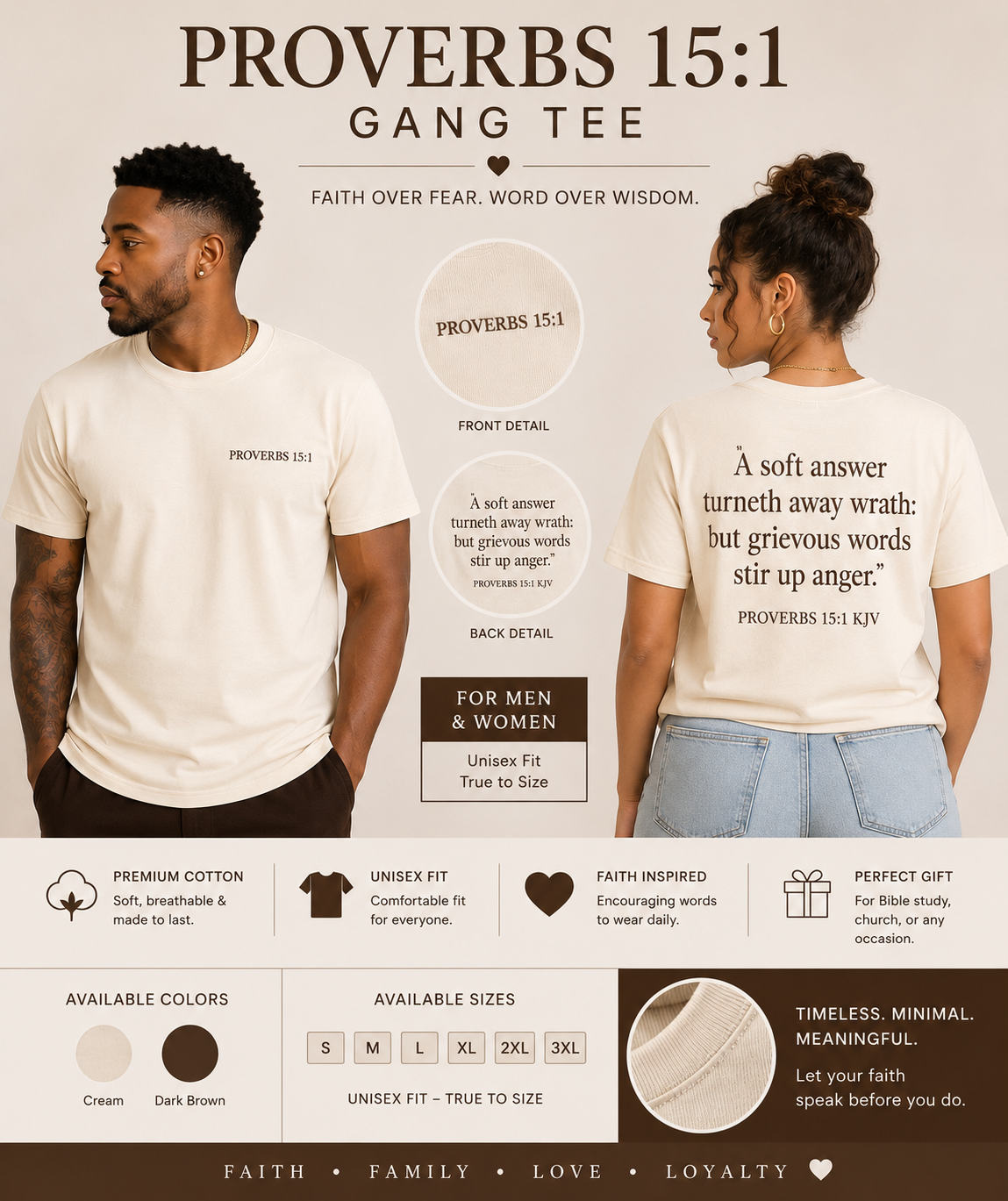 Proverbs 15:1 Gang Tee | Faith Over Fear Unisex Christian T-Shirt