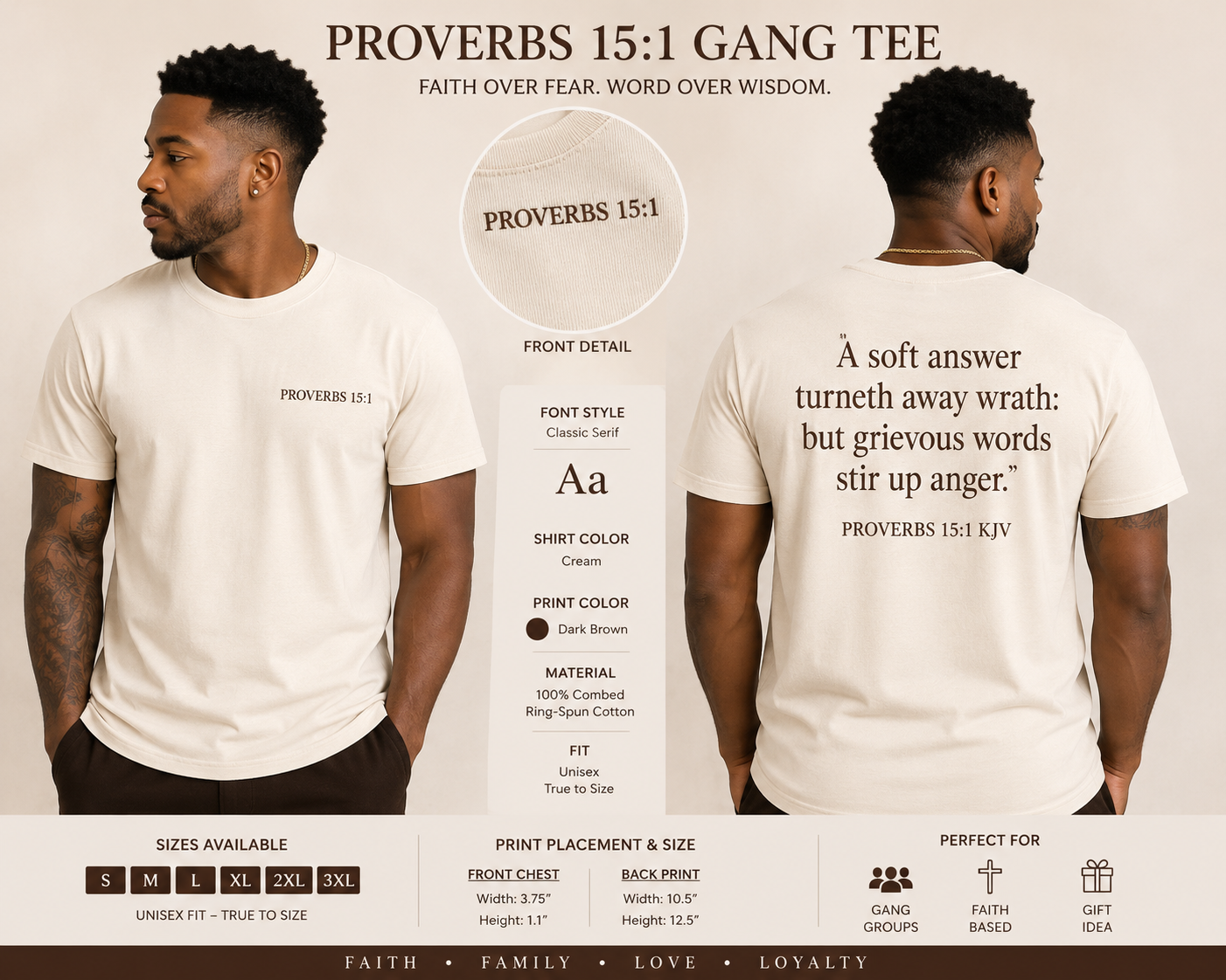 Proverbs 15:1 Gang Tee | Faith Over Fear Unisex Christian T-Shirt